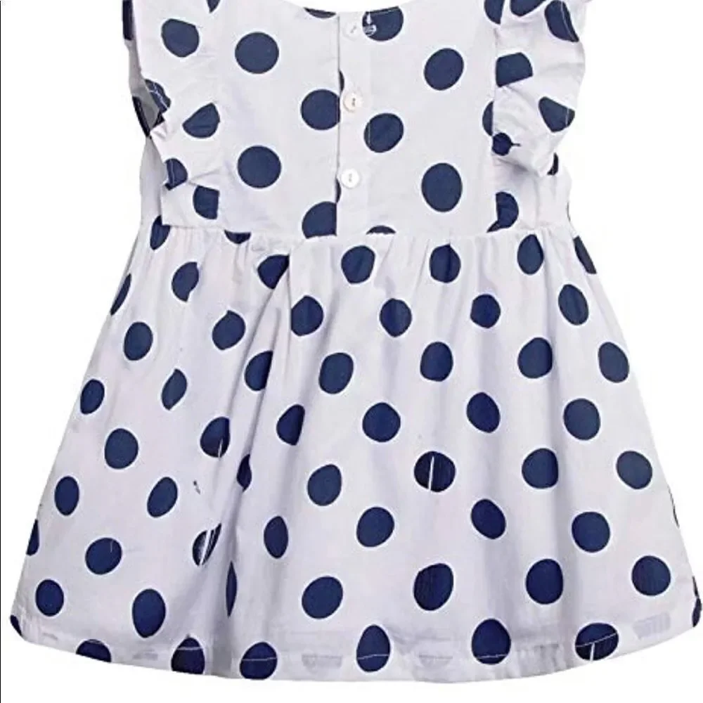 NEWNESS | Navy | Spanish Polka Dot Dress with Red Bows